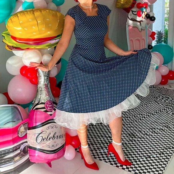 ❤ 4PCS Bundle Minnie Mouse Costume 1950s Retro Pinup Dress & Accessories NWT - Picture 14 of 16